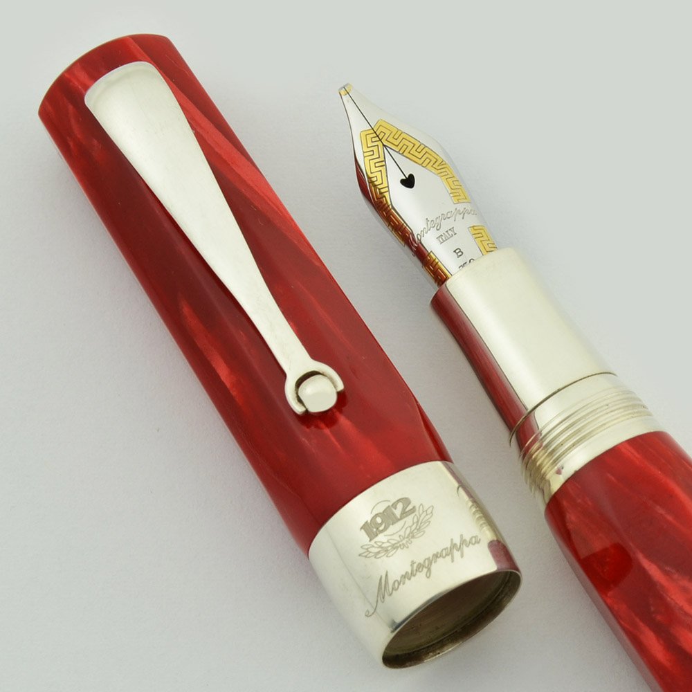 Montegrappa Symphony Fountain Pen - Red Celluloid, Sterling Trim